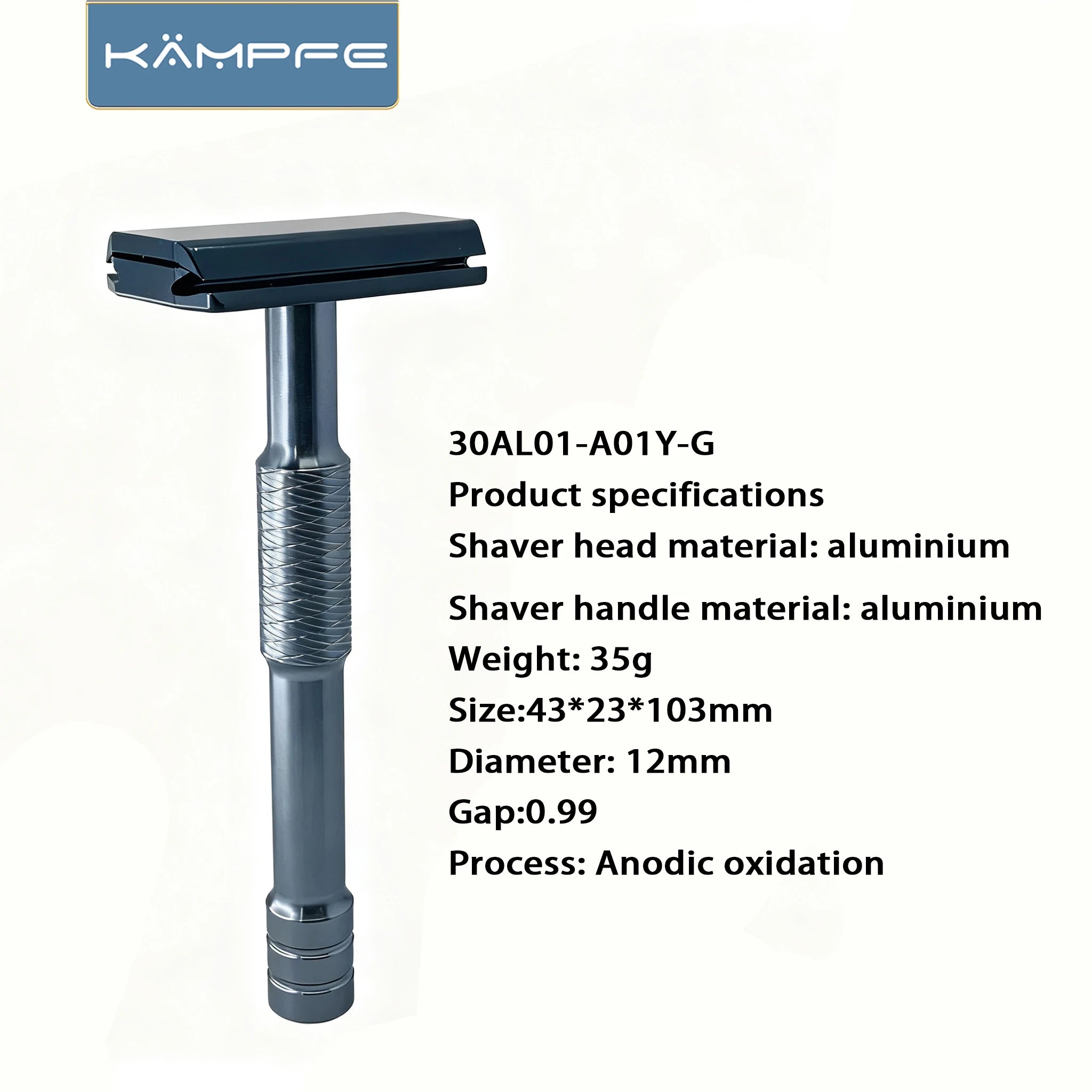 Kampfe Men's Vintage Double-Edged Razor Non-Slip Aluminium Wet & Dry Grooming Shaver for Smooth Shave  5 spare razor blades