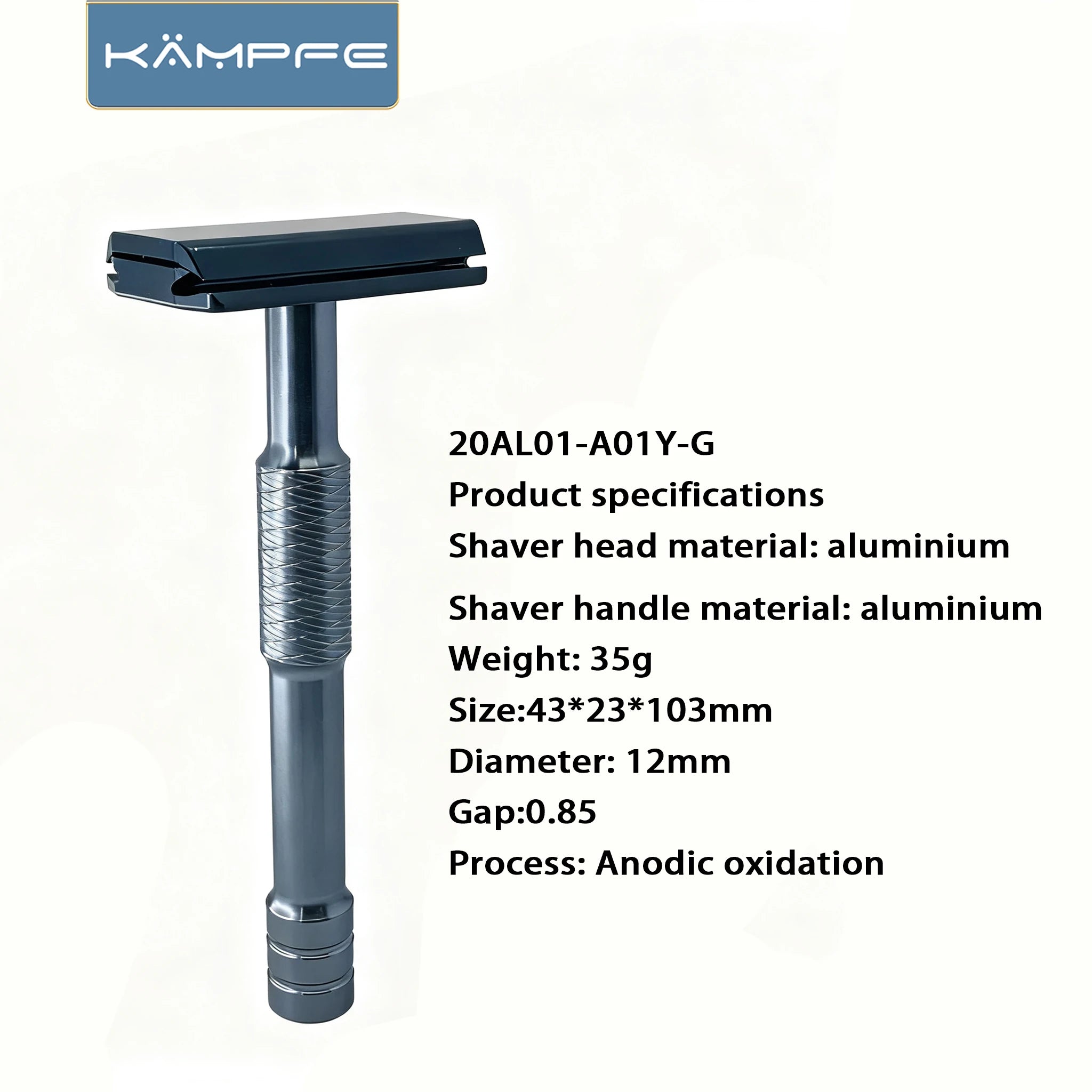 Kampfe Men's Vintage Double-Edged Razor Non-Slip Aluminium Wet & Dry Grooming Shaver for Smooth Shave  5 spare razor blades
