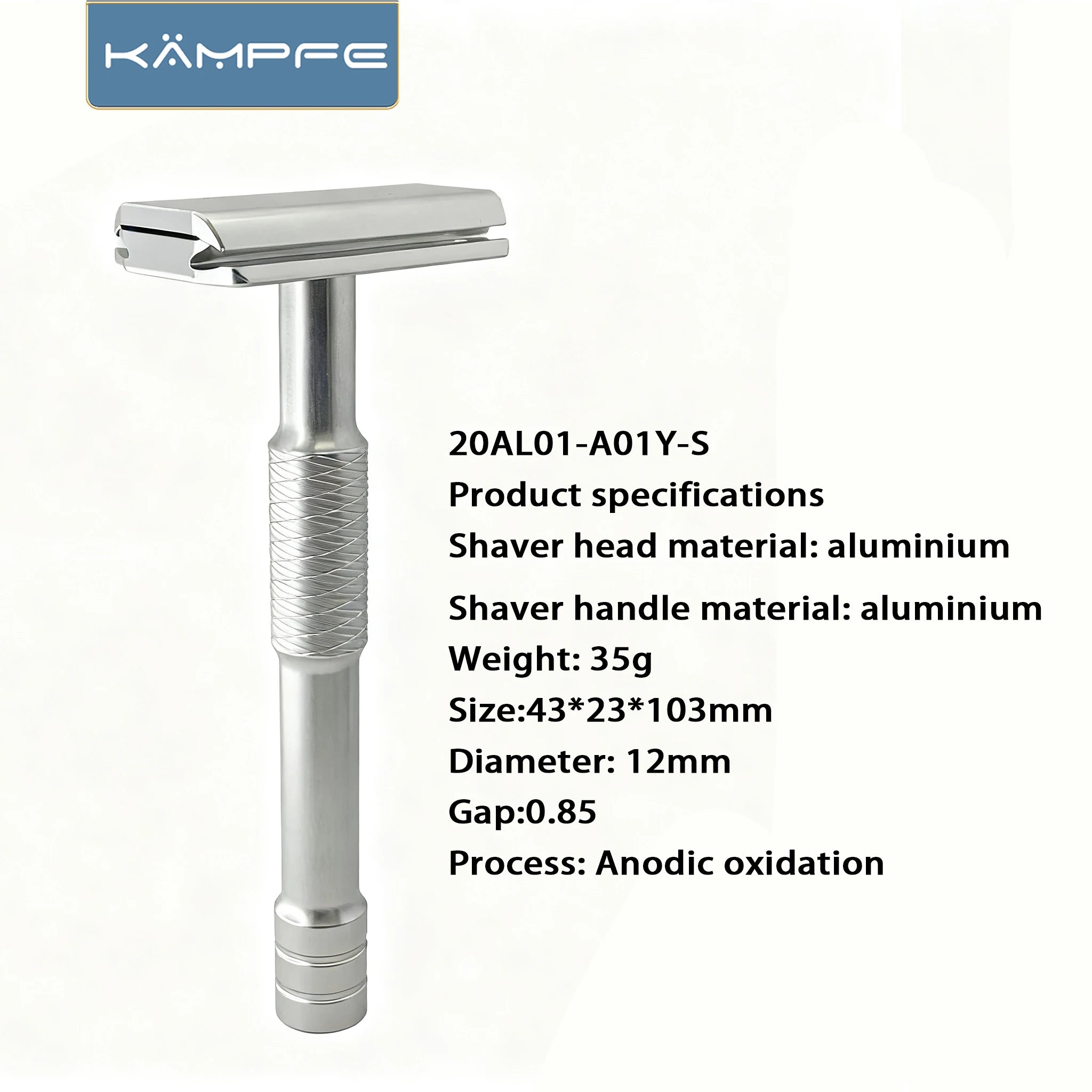 Kampfe Men's Vintage Double-Edged Razor Non-Slip Aluminium Wet & Dry Grooming Shaver for Smooth Shave  5 spare razor blades